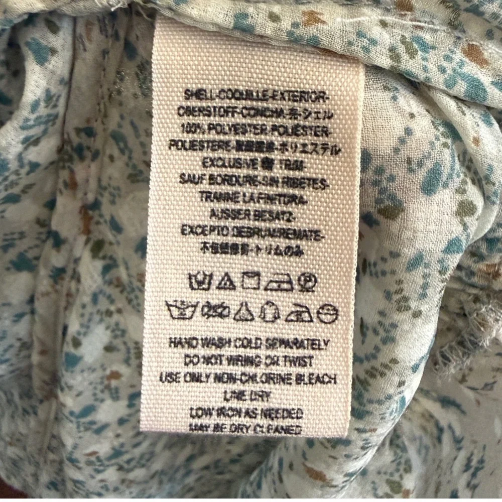 Free People If I Had You Ruffled Blouse M‎ Sheer Boho Floral Long Sleeve Cottage